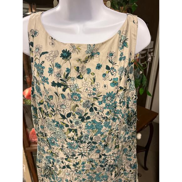 Ann Taylor Loft Outlet Women's Knee-Length Dress - Silver w/Blue Green Floral 16 - Picture 3 of 3